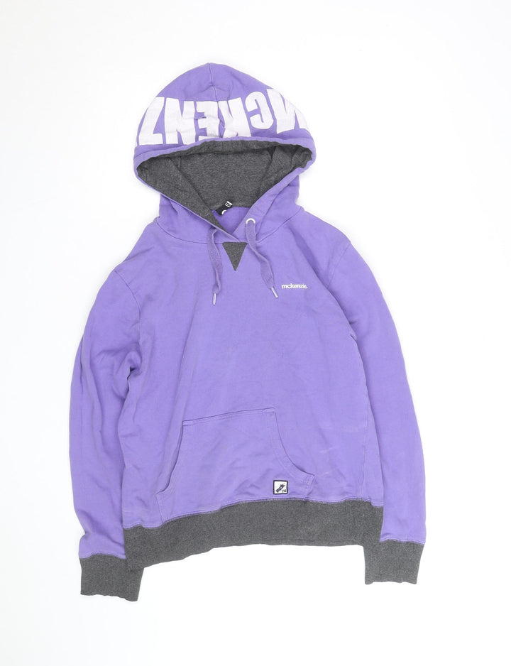 McKenzie Women Purple Hoodie Size L Pullover Logo Hooded Sweatshirt