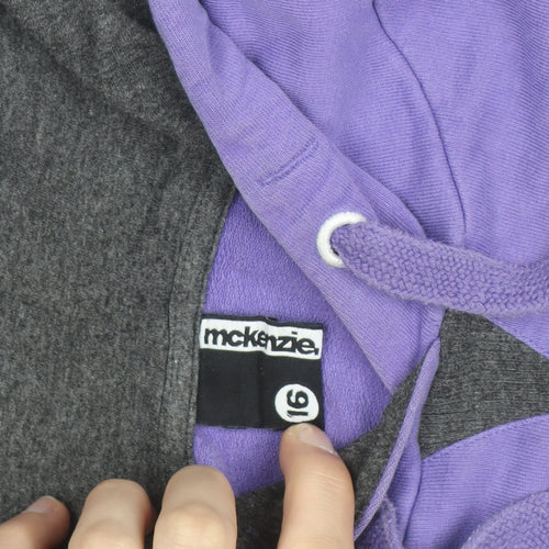 McKenzie Women Purple Hoodie Size L Pullover Logo Hooded Sweatshirt