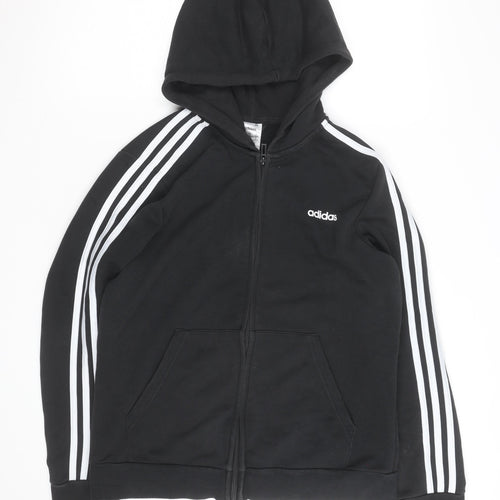 adidas Boys Black Full Zip Hoodie 14 Years Fleece Sports Jacket