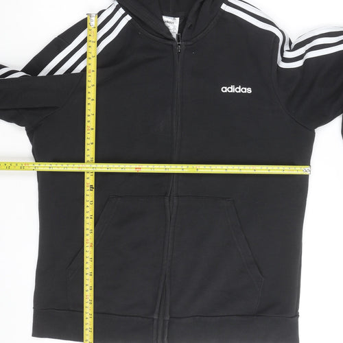adidas Boys Black Full Zip Hoodie 14 Years Fleece Sports Jacket