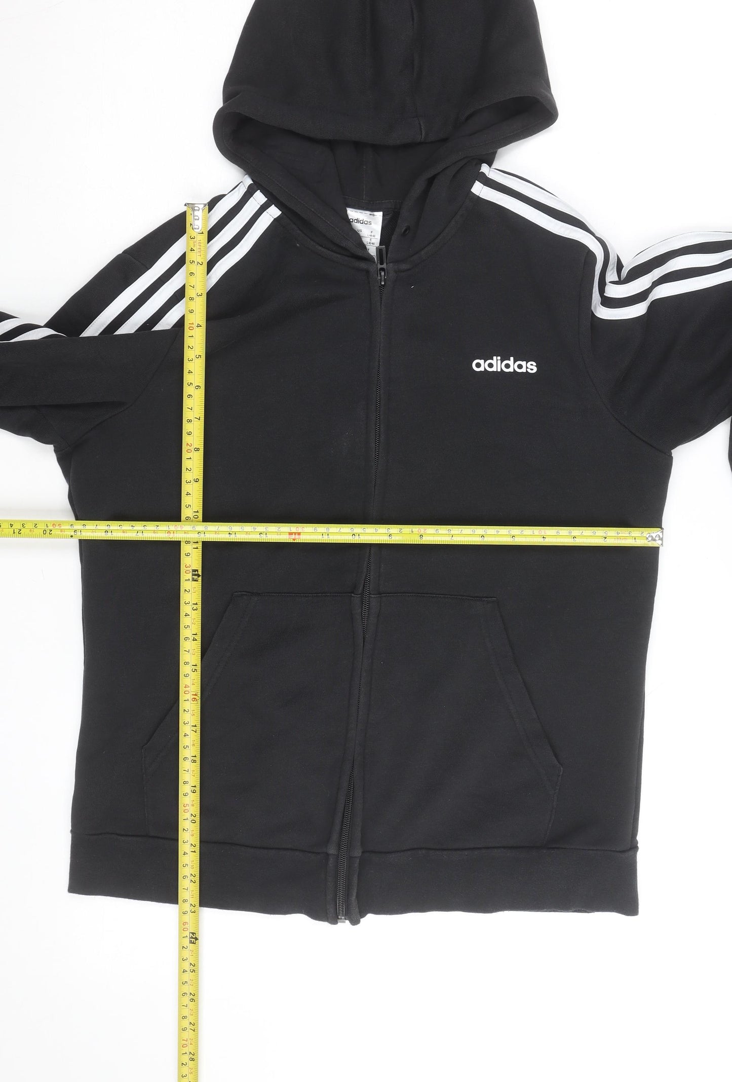 adidas Boys Black Full Zip Hoodie 14 Years Fleece Sports Jacket