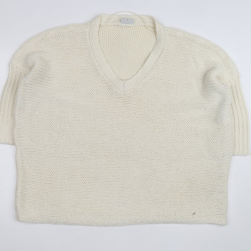 Noisy May Women Ivory Chunky Knit V-Neck Pullover Jumper XS