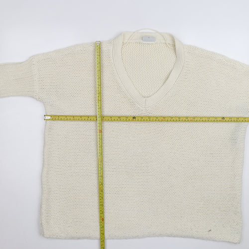 Noisy May Women Ivory Chunky Knit V-Neck Pullover Jumper XS