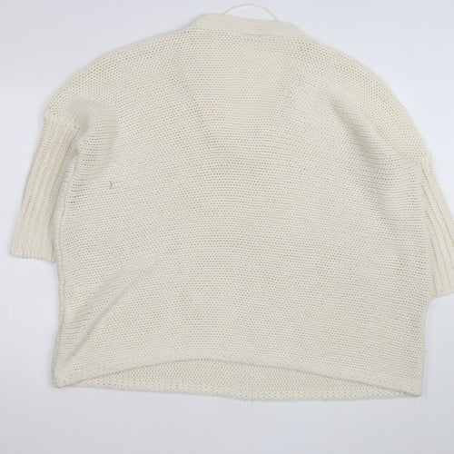 Noisy May Women Ivory Chunky Knit V-Neck Pullover Jumper XS
