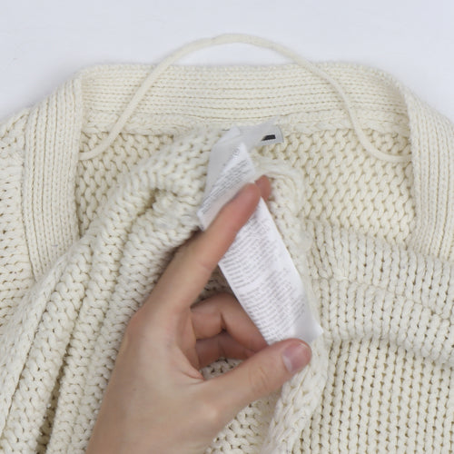 Noisy May Women Ivory Chunky Knit V-Neck Pullover Jumper XS