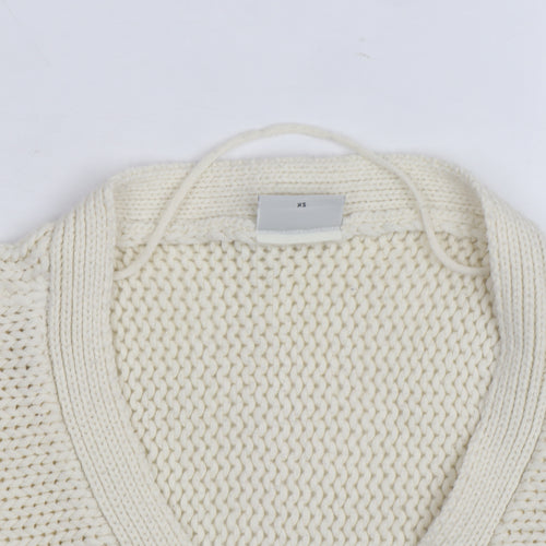 Noisy May Women Ivory Chunky Knit V-Neck Pullover Jumper XS