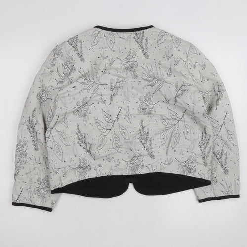 EDC Women's Grey Floral Bomber Jacket Size L Zip Front Casual