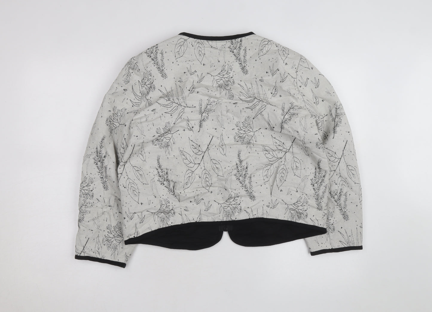 EDC Women's Grey Floral Bomber Jacket Size L Zip Front Casual