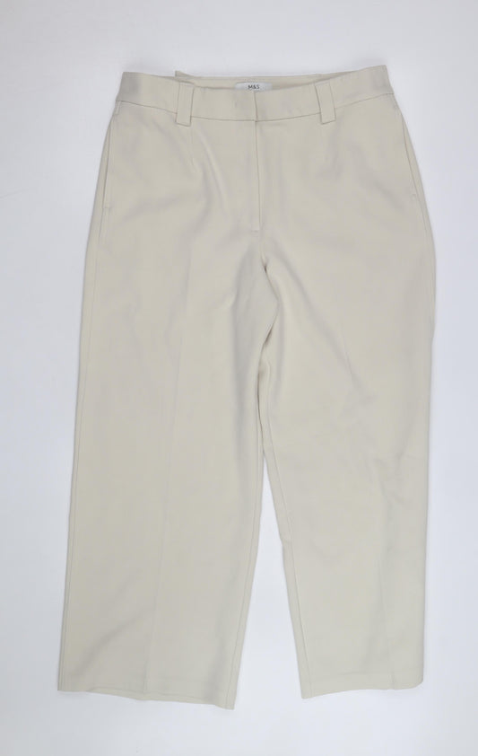 Marks and Spencer Womens Beige Cropped Tailored Trousers Size 16