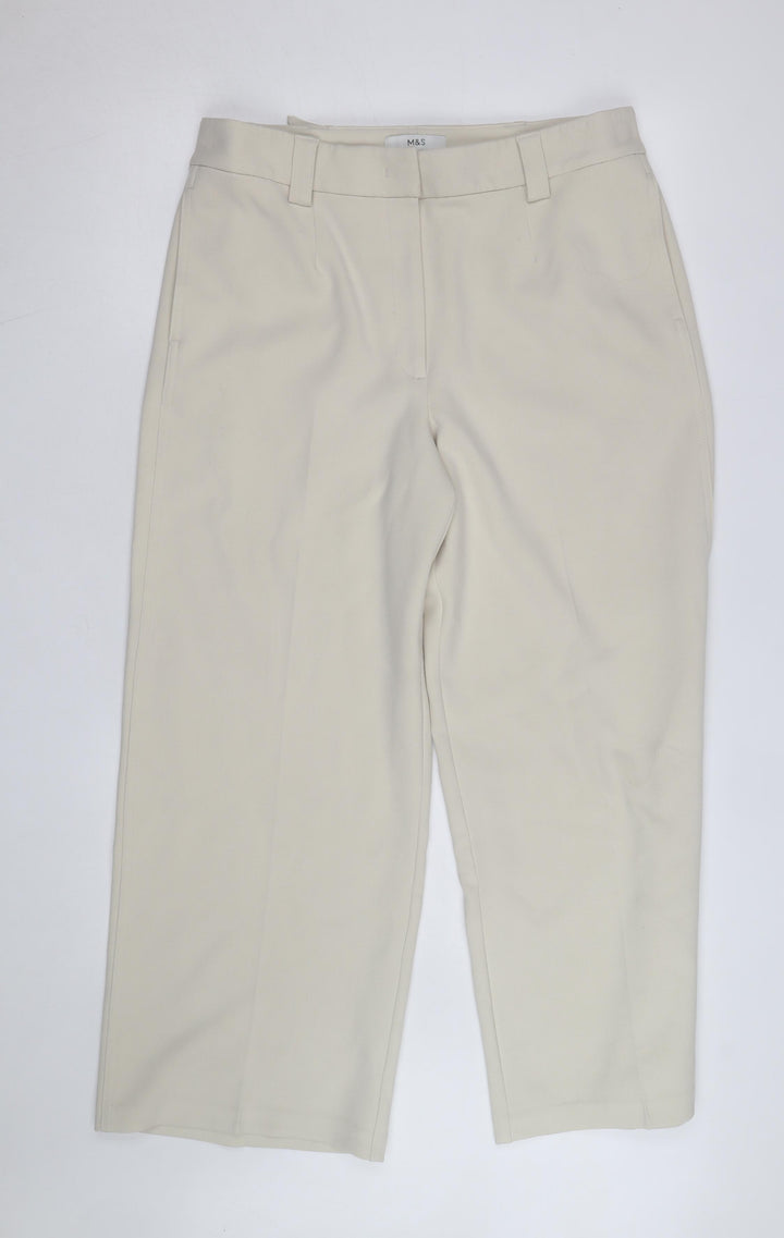 Marks and Spencer Womens Beige Cropped Tailored Trousers Size 16