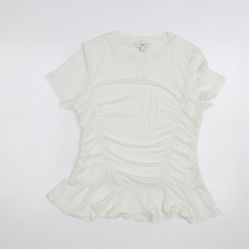 Marks and Spencer Women’s Ivory Short Sleeve Ruffle T-Shirt Size 18