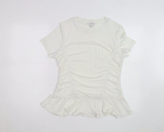 Marks and Spencer Women’s Ivory Short Sleeve Ruffle T-Shirt Size 18