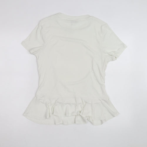 Marks and Spencer Women’s Ivory Short Sleeve Ruffle T-Shirt Size 18