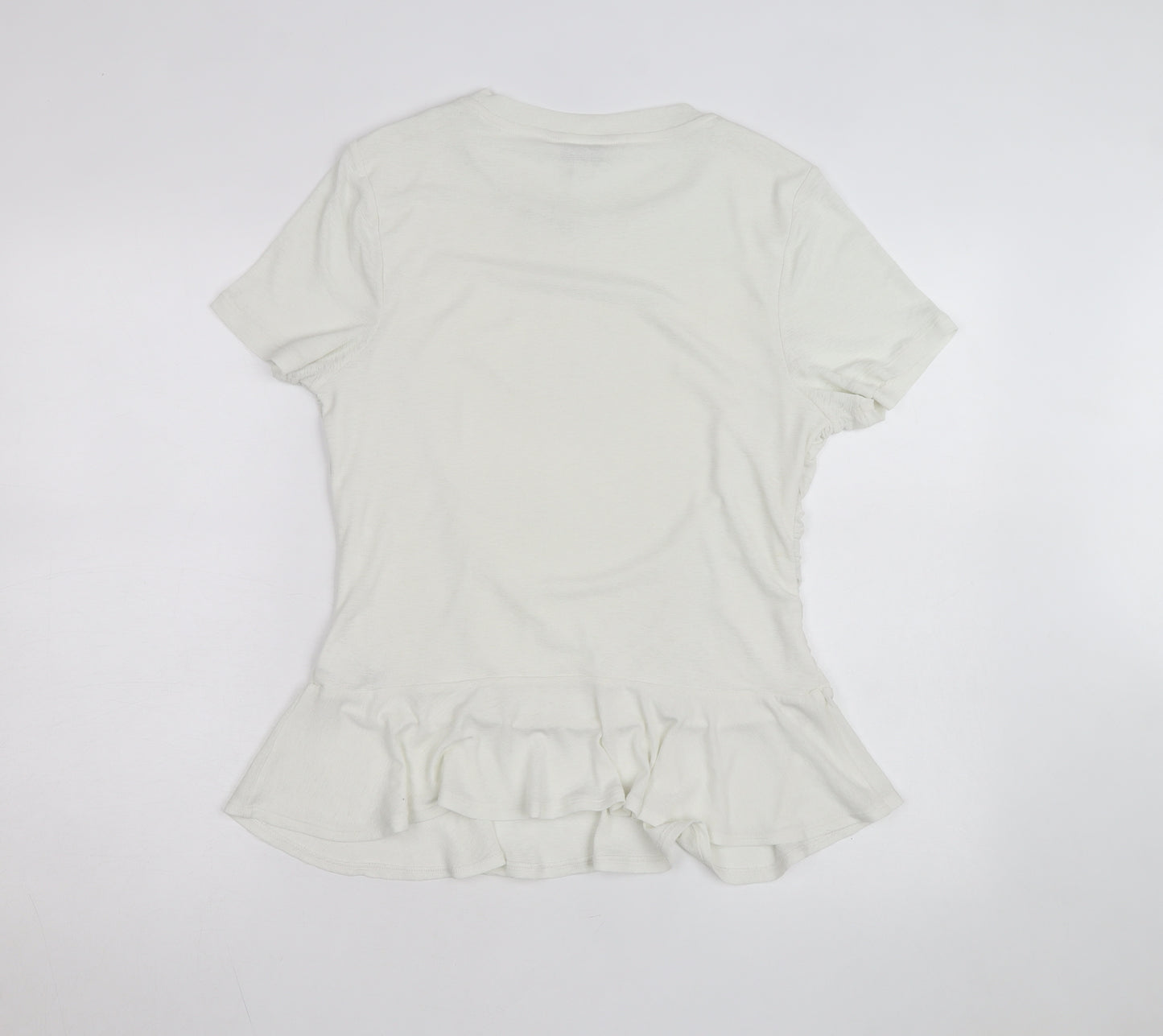 Marks and Spencer Women’s Ivory Short Sleeve Ruffle T-Shirt Size 18