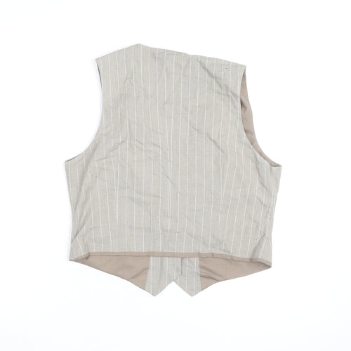 Next Women's Beige Pinstripe Linen Blend Waistcoat Size 12 Classic