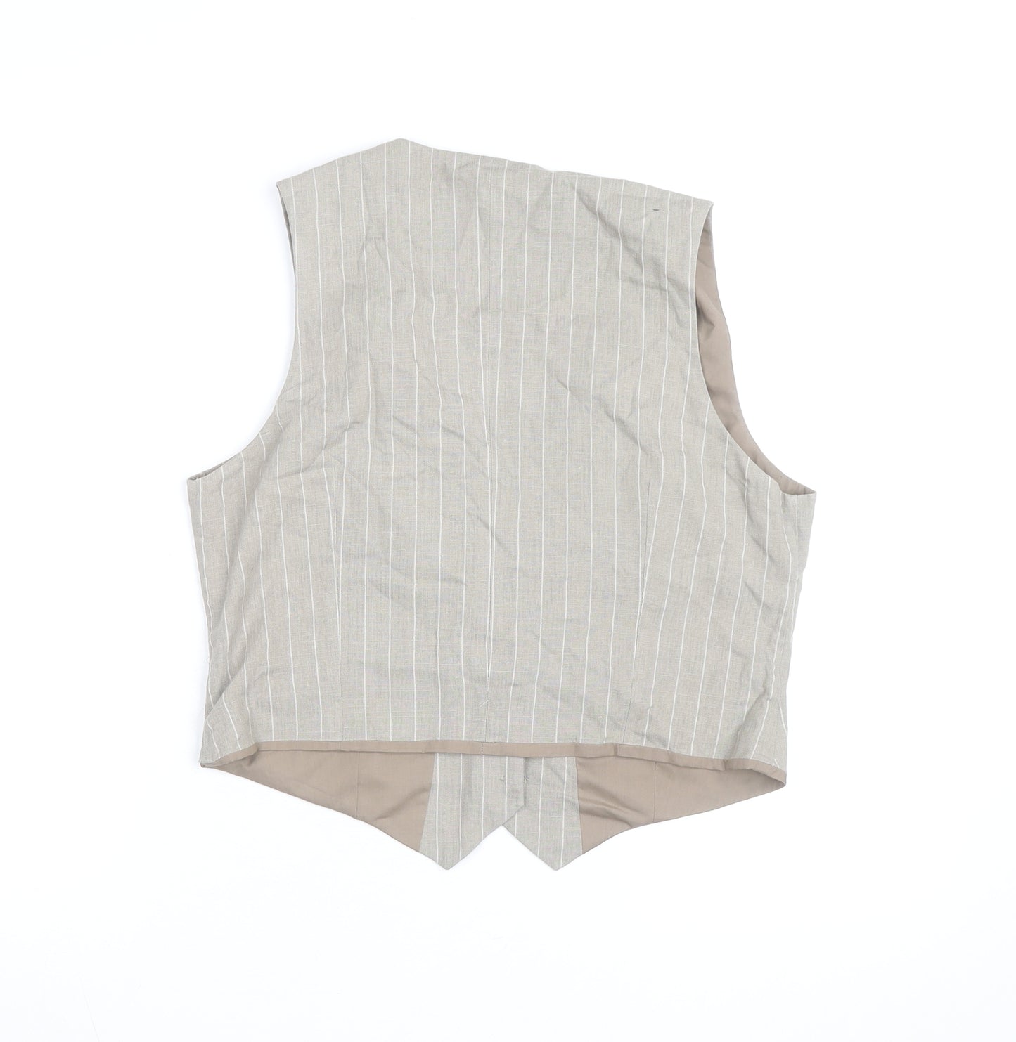 Next Women's Beige Pinstripe Linen Blend Waistcoat Size 12 Classic