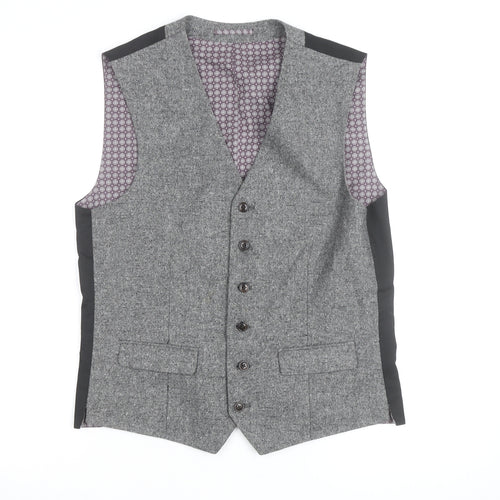 Next Men's Grey Wool Blend Tweed Waistcoat Size 38 Regular