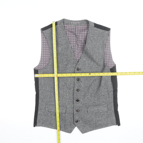 Next Men's Grey Wool Blend Tweed Waistcoat Size 38 Regular
