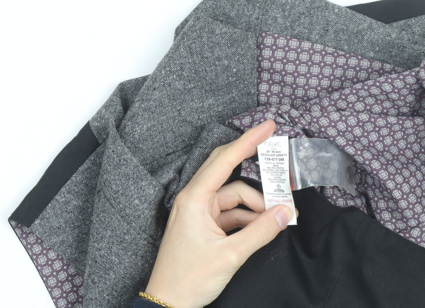 Next Men's Grey Wool Blend Tweed Waistcoat Size 38 Regular