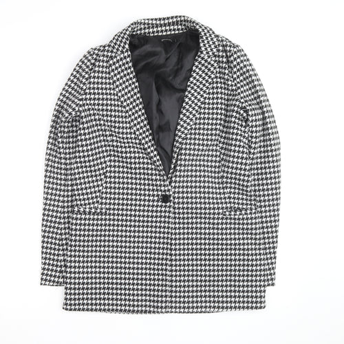Stradivarius Women's Black Houndstooth Blazer Size 8 Classic Style