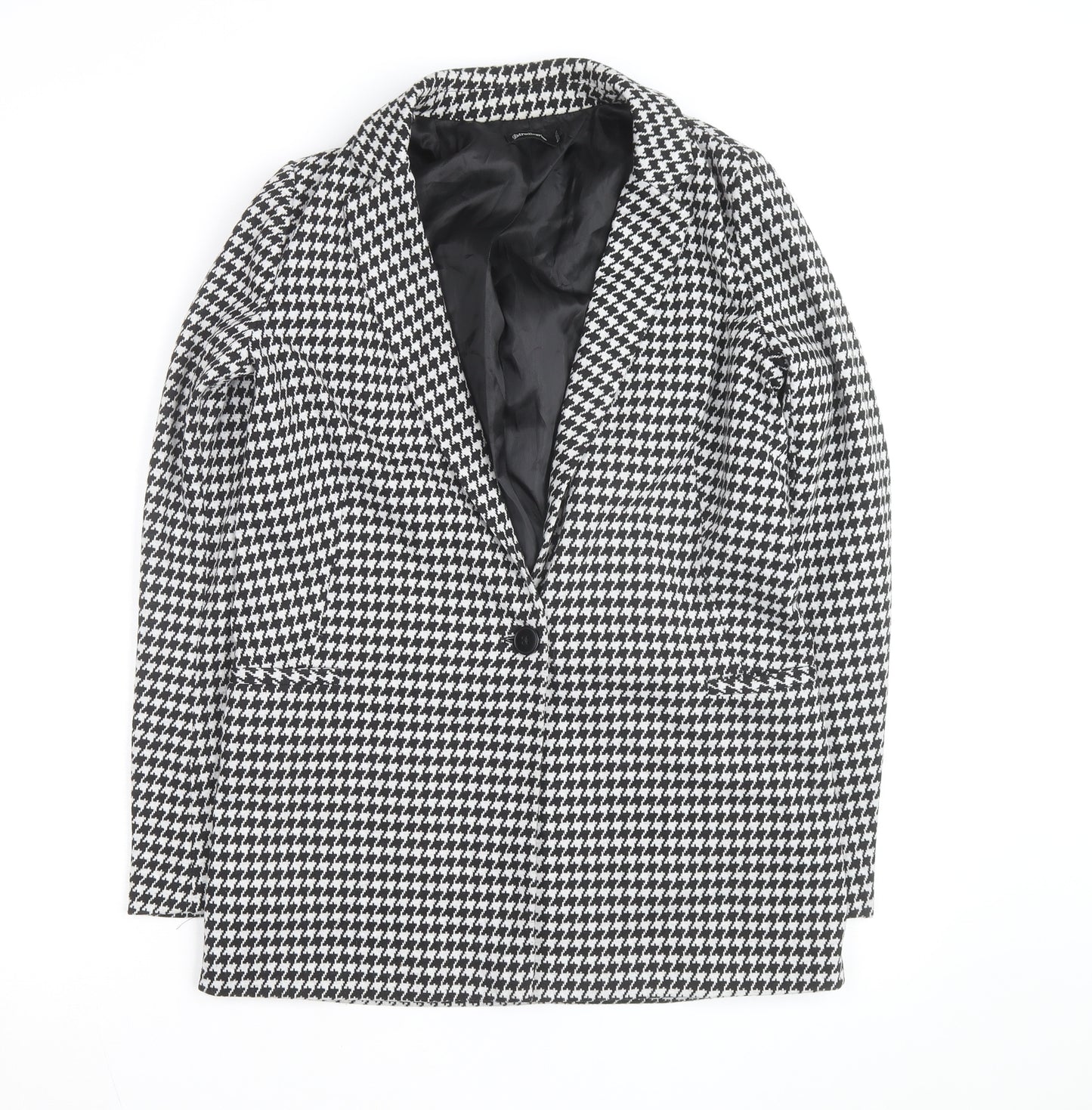 Stradivarius Women's Black Houndstooth Blazer Size 8 Classic Style