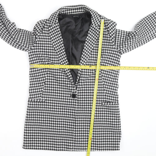 Stradivarius Women's Black Houndstooth Blazer Size 8 Classic Style