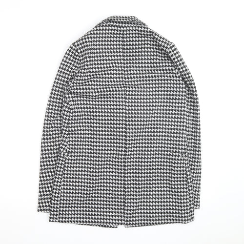 Stradivarius Women's Black Houndstooth Blazer Size 8 Classic Style