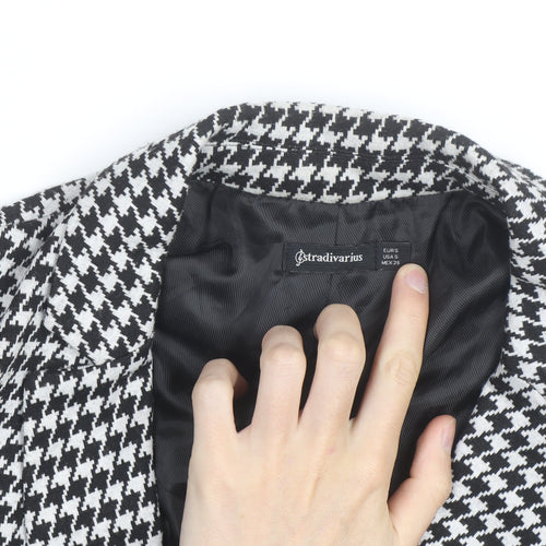 Stradivarius Women's Black Houndstooth Blazer Size 8 Classic Style
