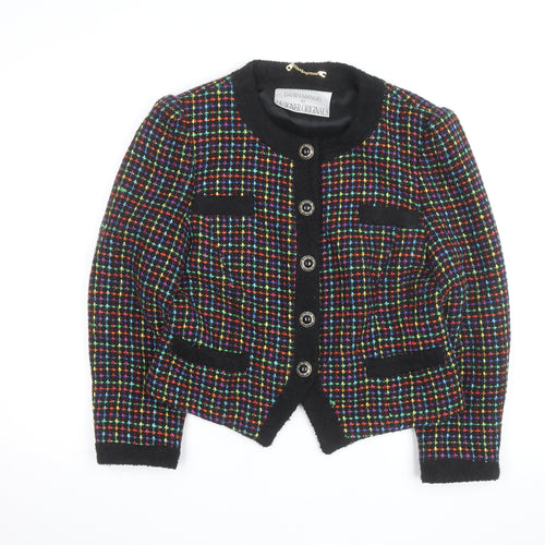 David Emanuel Women’s Multicoloured Tweed Wool Blazer Jacket Size 12
