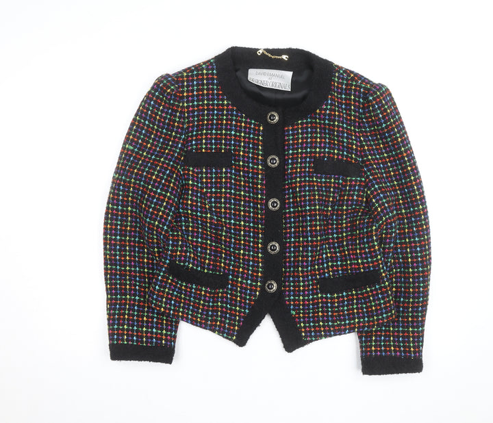 David Emanuel Women’s Multicoloured Tweed Wool Blazer Jacket Size 12