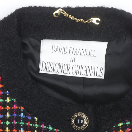 David Emanuel Women’s Multicoloured Tweed Wool Blazer Jacket Size 12