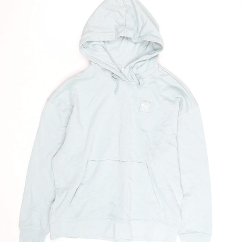 Puma Men’s Blue Pullover Hoodie Size S Regular Fit Logo Fleece