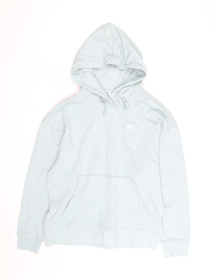 Puma Men’s Blue Pullover Hoodie Size S Regular Fit Logo Fleece