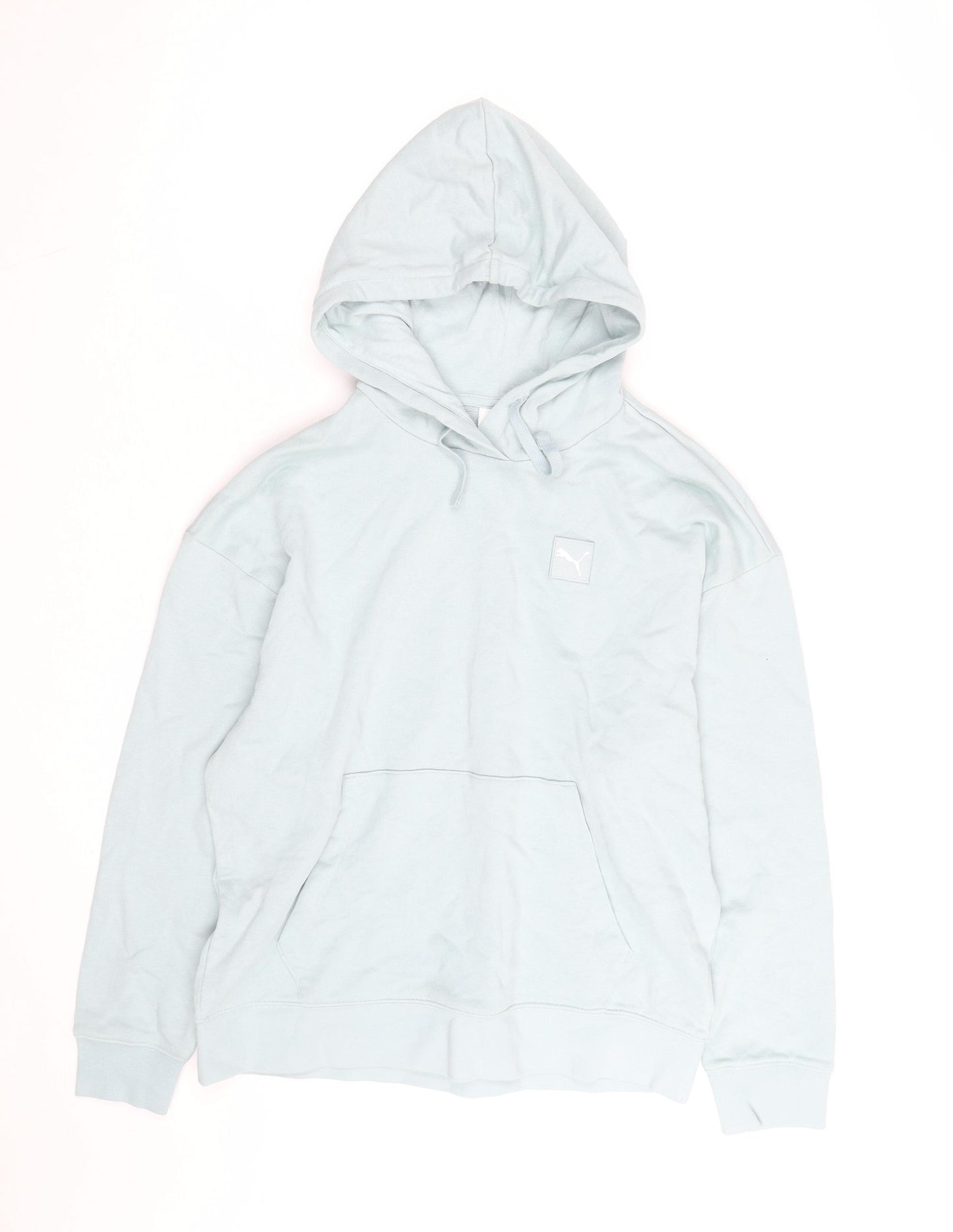 Puma Men’s Blue Pullover Hoodie Size S Regular Fit Logo Fleece