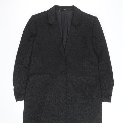 Marks and Spencer Women's Black Wool Blend Floral Blazer UK 16