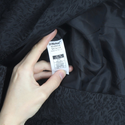 Marks and Spencer Women's Black Wool Blend Floral Blazer UK 16