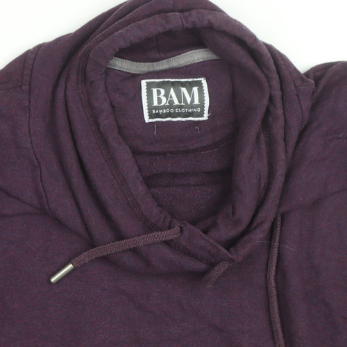 BAM Bamboo Clothing Womens Purple Long Sleeve Cowl Neck Pullover Hoodie Size M