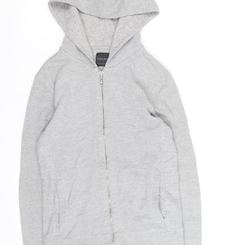 Zara Man Grey Full Zip Hoodie Men's M Lightweight Cotton Blend