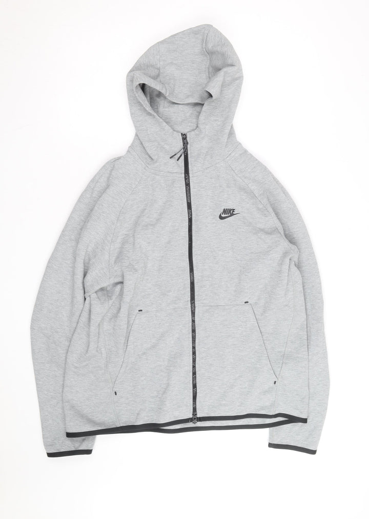 Nike Men's Grey Full Zip Hoodie Size L Regular Fit Sportswear
