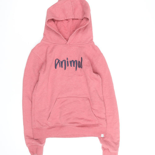 Animal Girls Pink Pullover Hoodie 11-12 Years Embroidered Logo Sweatshirt