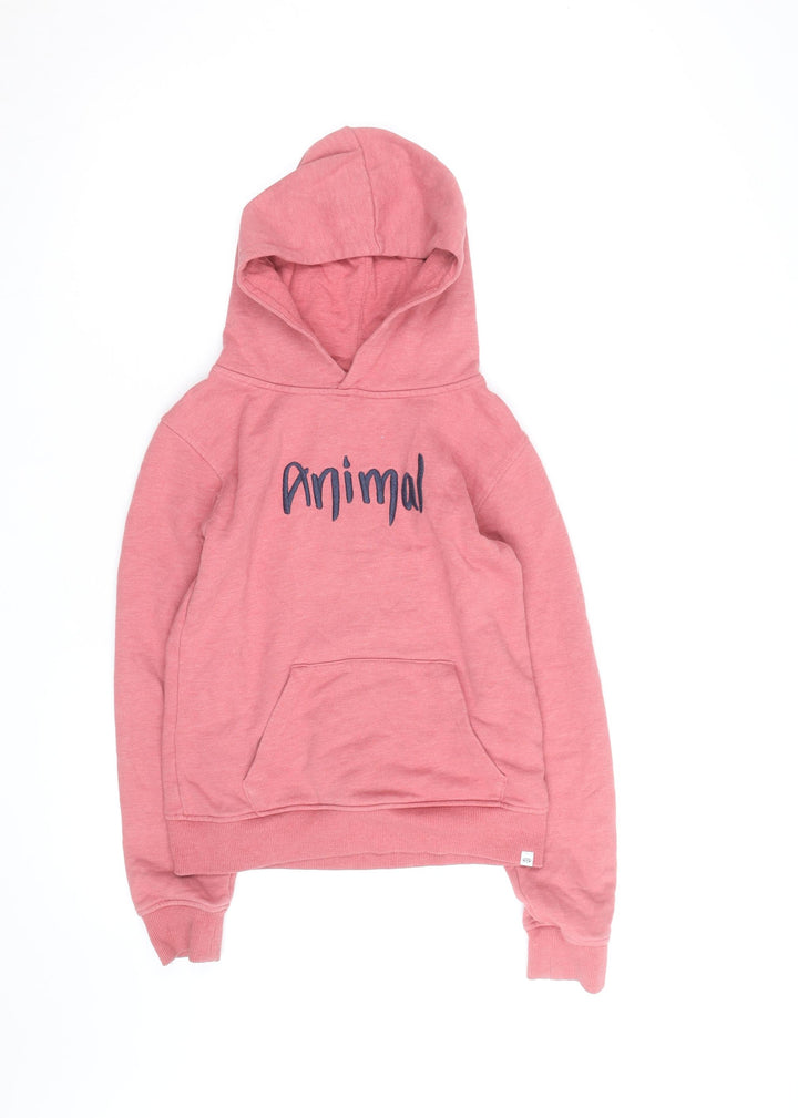 Animal Girls Pink Pullover Hoodie 11-12 Years Embroidered Logo Sweatshirt