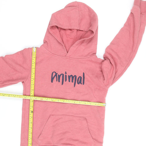 Animal Girls Pink Pullover Hoodie 11-12 Years Embroidered Logo Sweatshirt