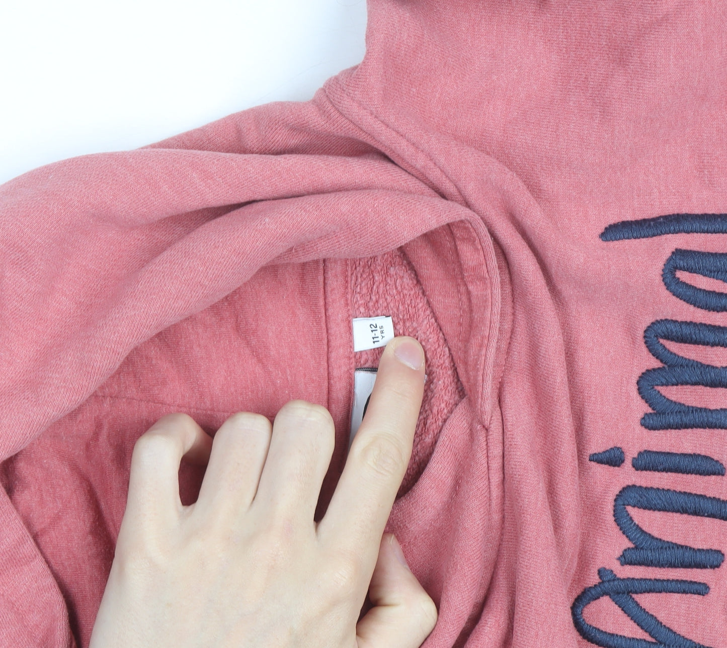 Animal Girls Pink Pullover Hoodie 11-12 Years Embroidered Logo Sweatshirt