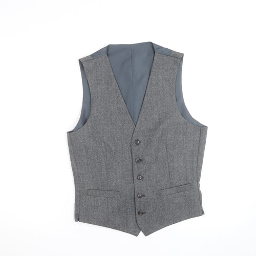 Marks and Spencer Men's Grey Wool Blend Waistcoat Size S Regular Fit