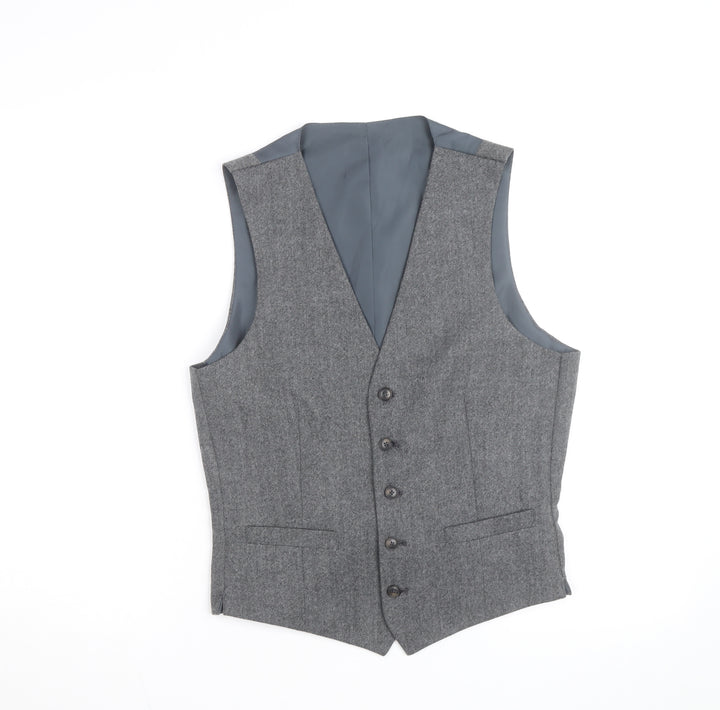 Marks and Spencer Men's Grey Wool Blend Waistcoat Size S Regular Fit