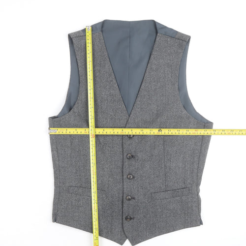 Marks and Spencer Men's Grey Wool Blend Waistcoat Size S Regular Fit