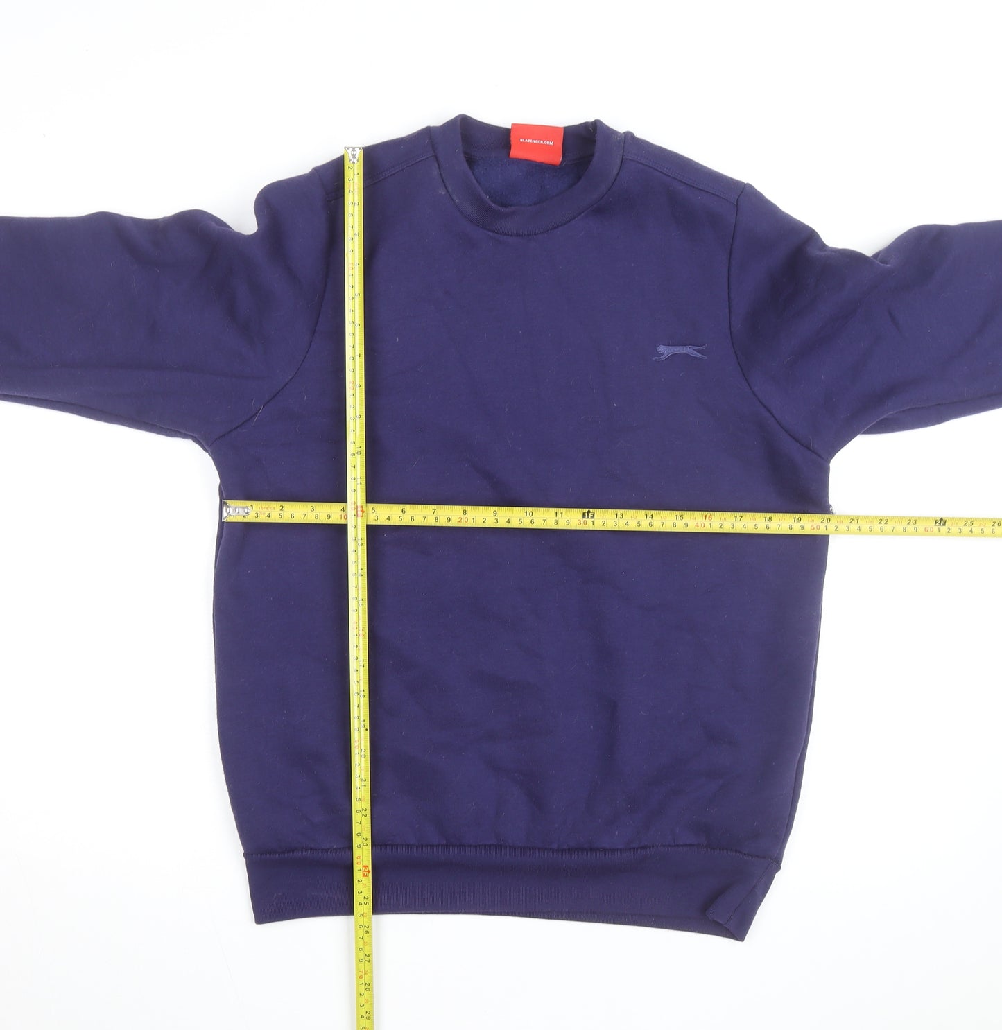 Slazenger Men Blue Small Pullover Sweatshirt Crew Neck Fleece
