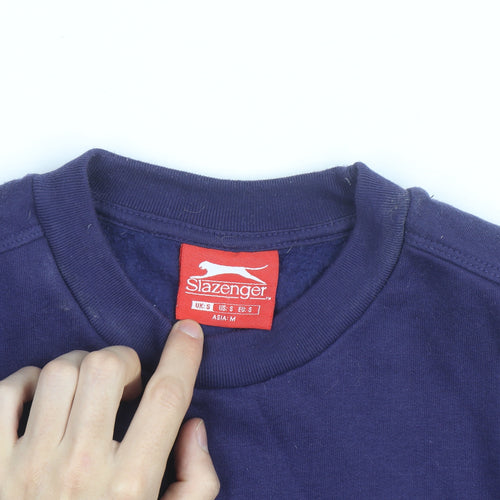 Slazenger Men Blue Small Pullover Sweatshirt Crew Neck Fleece