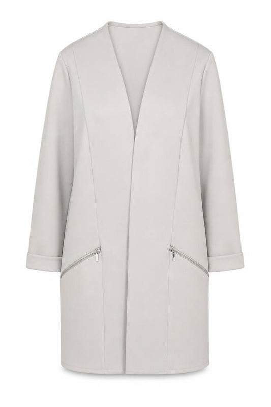 Front view of Wallis Women’s Beige Long Coatigan, size UK 14, Regular Open Zip Pockets
