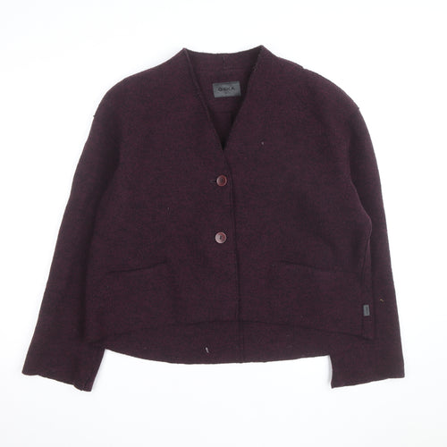 OSKA Women's Purple Wool V-Neck Button Cardigan L